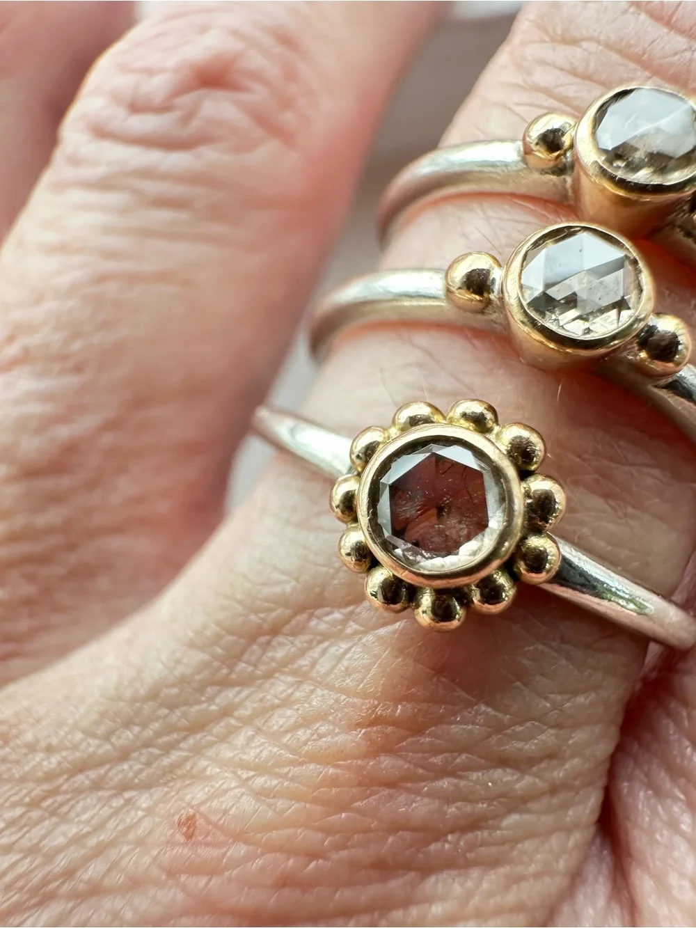 Kate Maller - Rose Cut Diamond Staking Ring | Sterling Silver and 14K | 4.5